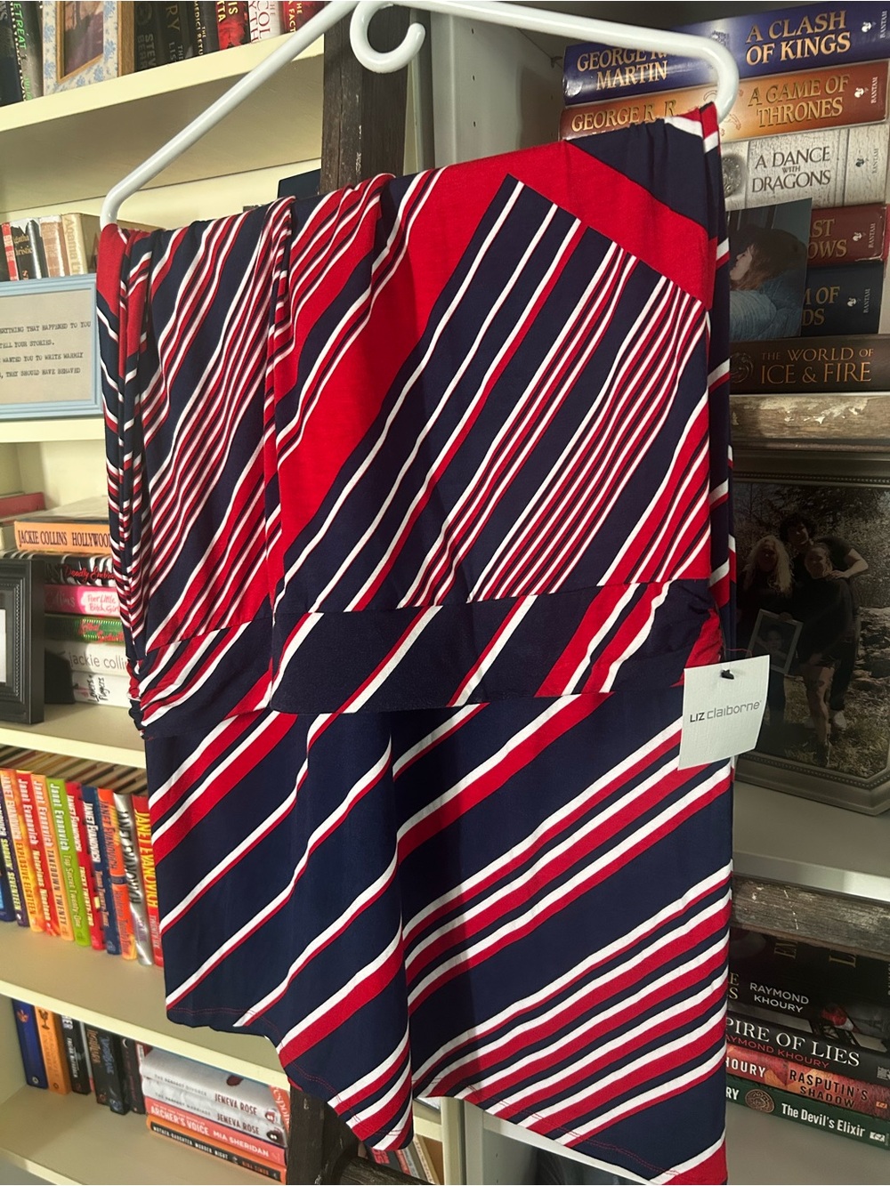 Liz Claiborne Navy, Red & White Striped Maxi Skirt